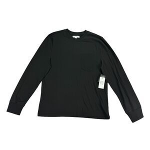 And Now This Mens Solid Pocket Long Sleeve Crewneck T-Shirt Black M